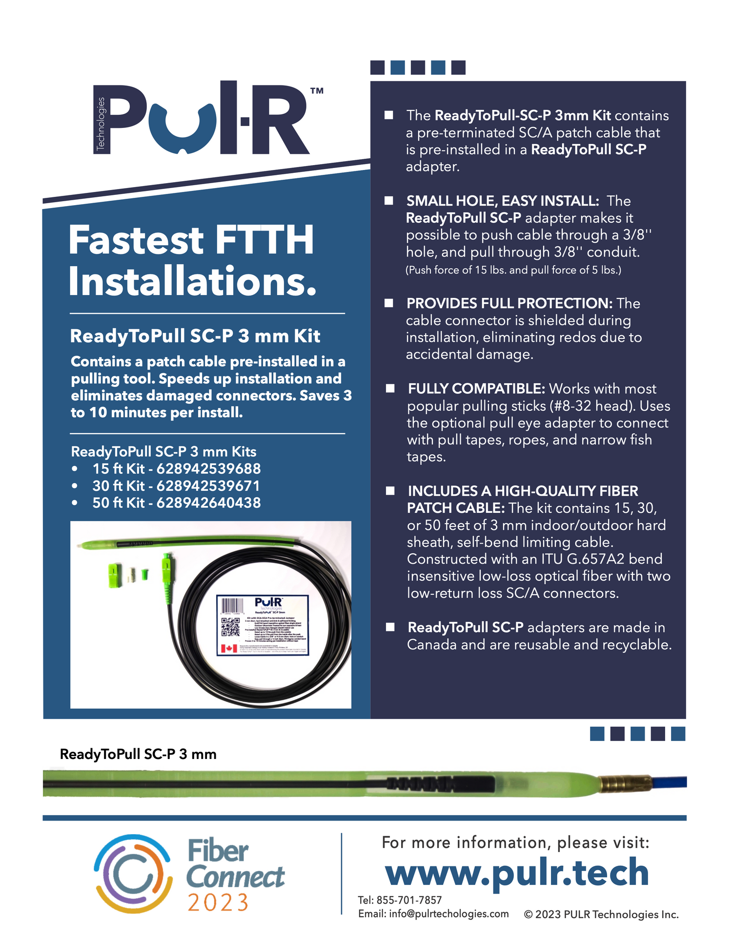 ReadyToPull SC-P 3mm Kits launched at Fiber Connect 2023.